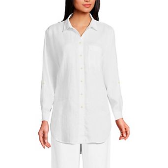 Women's Tall Lands' End Roll Sleeve Relaxed Tunic Top