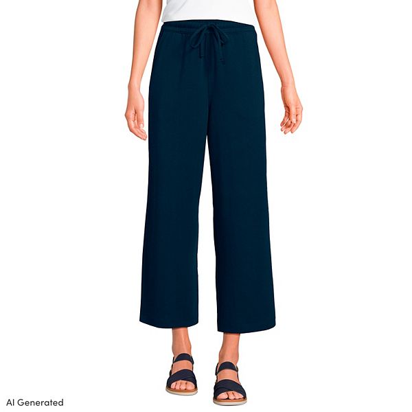 Drop Shoulder Crop Pullover Drawstring Wide Leg Pants Set