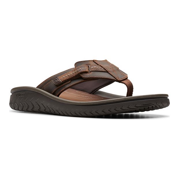 Clarks flip flops mens brown online