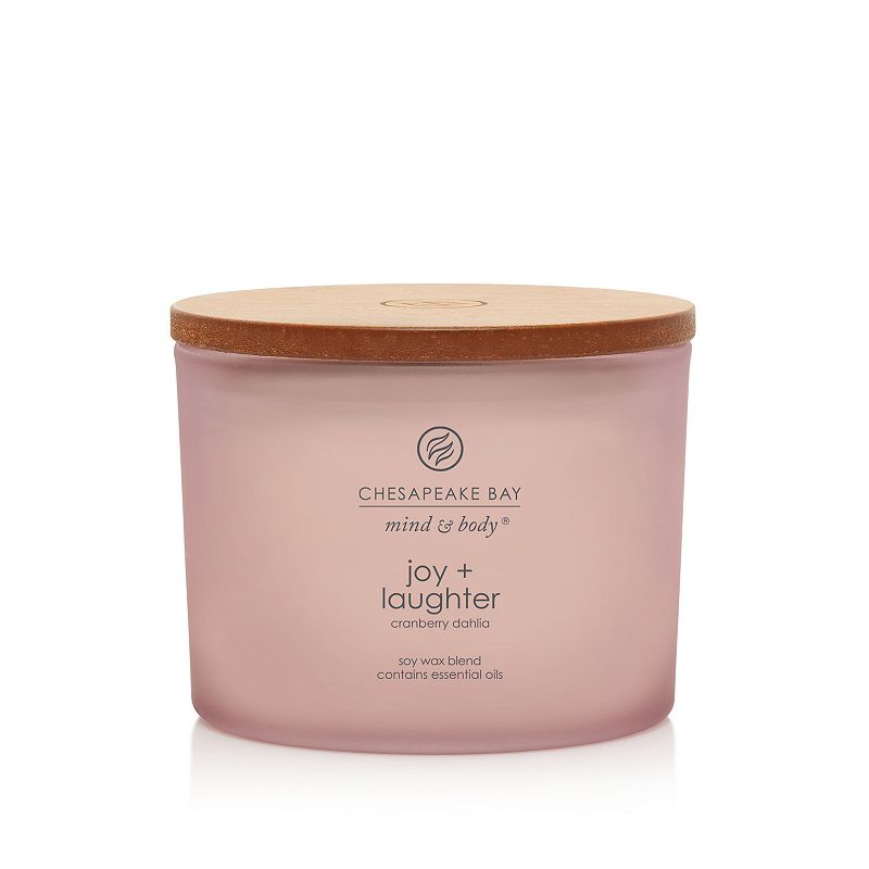 UPC 754870402371 product image for Chesapeake Bay Joy + Laughter Cranberry Dahlia 3-Wick Jar Candle, Pink | upcitemdb.com