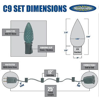 C9 Led 25 Led Christmas String Light Set Faceted Bulb Outdoor Tree Roofline Lights