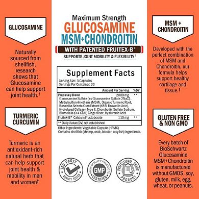 Glucosamine Chondroitin Msm 2110mg - Joint Support Supplement With Turmeric Curcumin - 90 Capsules