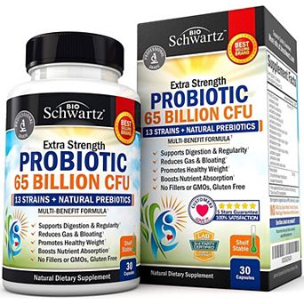 Probiotic 65 Billion - Probiotics with Prebiotic for Women & Men - Shelf Stable Supplement, 30 ct