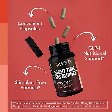 Night Time Fat Burner + Melatonin Capsules, 60ct