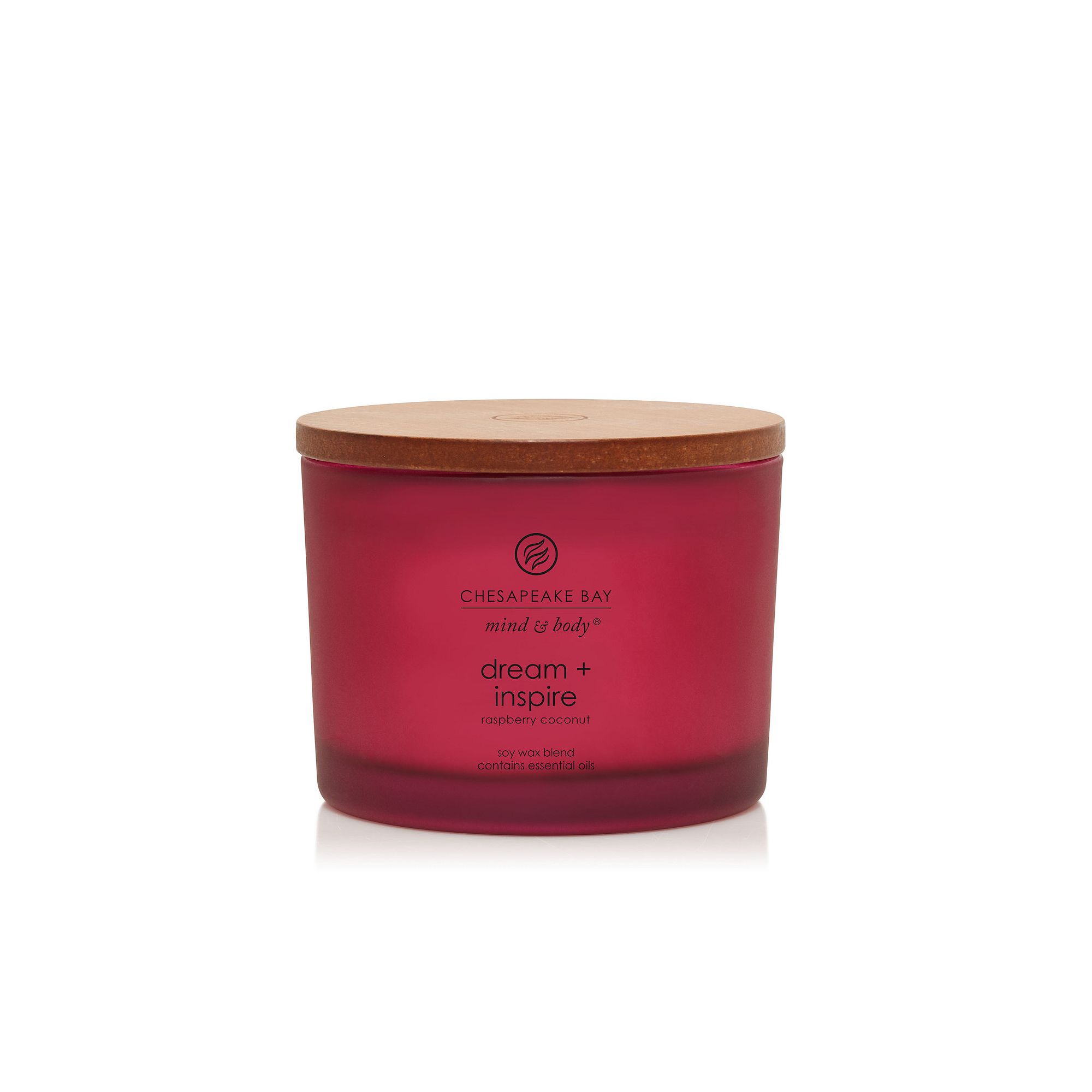 Chesapeake Bay Dream + Inspire Raspberry Coconut 3-Wick Jar Candle, Red