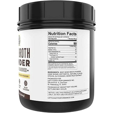 Left Coast Vanilla Bone Broth Protein  Grass Fed, Non-gmo  1lb