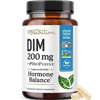 DIM 200mg with BioPerine, Estrogen Supplement for Women, Supports Hormone Balance, 60 Capsules