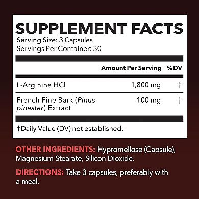 L-Arginine + Pine Bark Capsules, 90ct