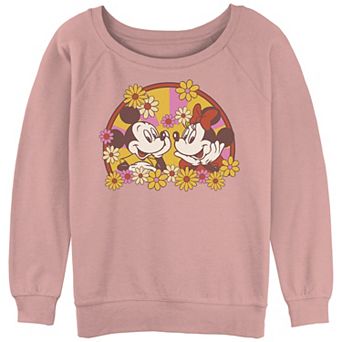 Disney's Mickey Mouse And Minnie Floral Love Juniors' Graphic Slouchy Terry
