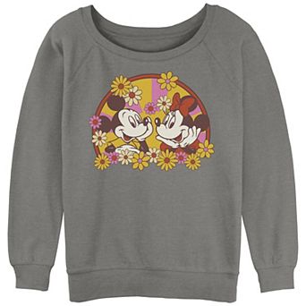 Disney's Mickey Mouse And Minnie Floral Love Juniors' Graphic Slouchy Terry