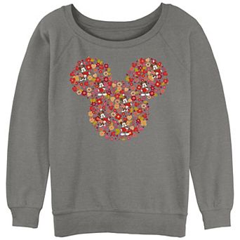 Disney's Mickey Mouse Flowers And Hearts Head Juniors' Graphic Slouchy Terry
