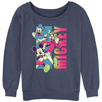 Disney's Mickey Mouse And Friends Fluorescent Run Juniors' Graphic Slouchy Terry