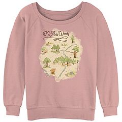 Disney Winnie The Pooh Women's Crewneck Fleece Lined Chenille Patch Print  Sweatshirt (XL) 