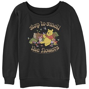 Disney's Winnie The Pooh Stop to Smell The Flowers Juniors' Graphic Slouchy Terry