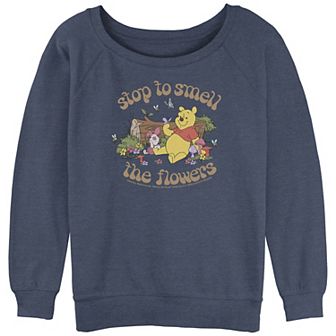 Disney's Winnie The Pooh Stop to Smell The Flowers Juniors' Graphic Slouchy Terry