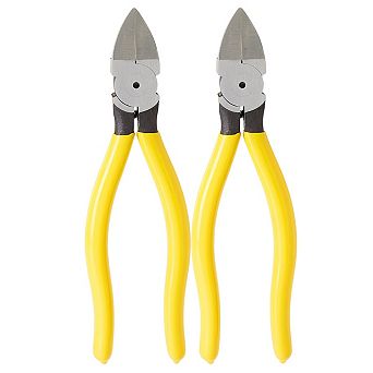 2 Pack CR-V Wire Flush Cutters, Soft Wire Side Cutters for Jewelry Making (Yellow, 7.5 Inch)