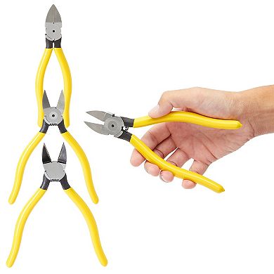 2 Pack CR-V Wire Flush Cutters, Soft Wire Side Cutters for Jewelry Making (Yellow, 7.5 Inch)