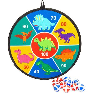 Dinosaur Dart Board Game With 10 Sticky Balls For Kids, Double-sided (11 Pieces)
