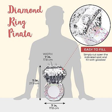 Diamond Ring Pinata For Bachelorette Party, Bridal Shower, Wedding, 7 X 7 X 11"