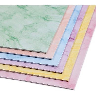 96-Sheet Marble Stationery Paper in 6 Colors, Printer Friendly, 8.5x11 inches