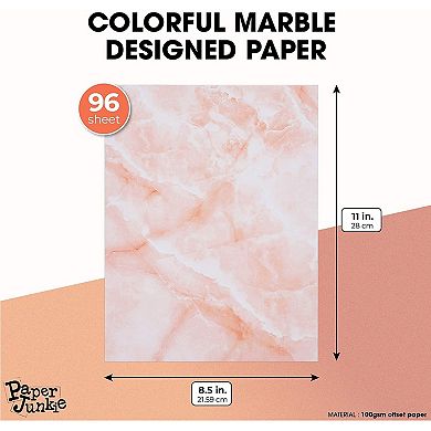 96-Sheet Marble Stationery Paper in 6 Colors, Printer Friendly, 8.5x11 inches