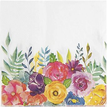 100 Pack Floral Paper Napkins Disposable For Bridal Shower, Birthday, 6.5 In
