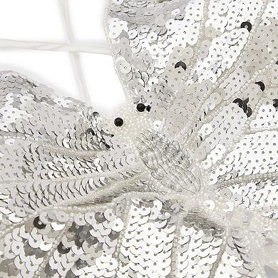 Sequin Butterfly Crop Top For Women (silver, One Size)