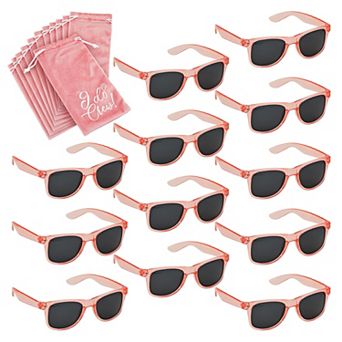 Set Of 12 Bachelorette Sunglasses, Bridesmaid, Bridal Party Favors (pink)