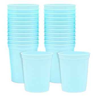 24 Pack Reusable Party Cups For Birthdays, Bridal Showers, 16 Oz, Light Blue