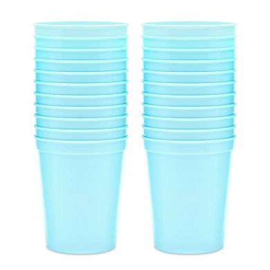 24 Pack Reusable Party Cups For Birthdays, Bridal Showers, 16 Oz, Light Blue