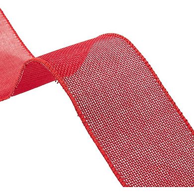 2 Pack Red Burlap Ribbon For Christmas Tree Craft Gift Wraps Decor, 2.5"x10 Yds