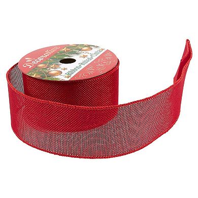 2 Pack Red Burlap Ribbon For Christmas Tree Craft Gift Wraps Decor, 2.5"x10 Yds