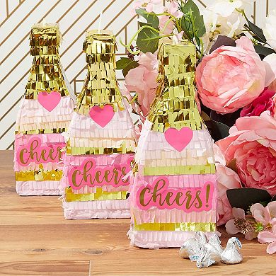 3 Mini Champagne Bottle Pinatas For Bachelorette Party Birthday Bridal Shower