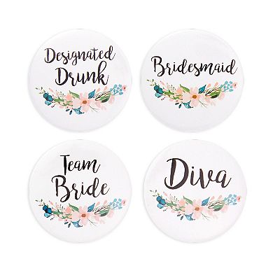16 Pack Bridal Wedding Party Pins Button Bridesmaid Gift 8 Floral Design 2.5"