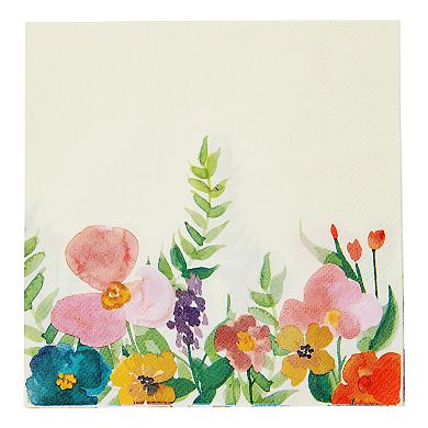 100-pack Vintage Style Floral Paper Napkins For Garden Bridal Shower, 6.5x6.5 In