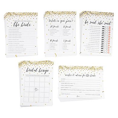 Set Of 5 Bridal Shower Games For 50 Guests, Bridal Bingo Cards, 50 Sheets/ Game