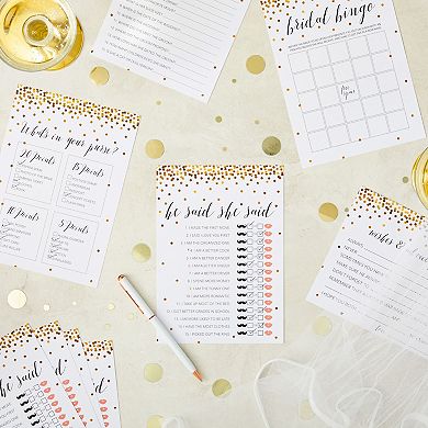 Set Of 5 Bridal Shower Games For 50 Guests, Bridal Bingo Cards, 50 Sheets/ Game