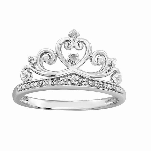 Sterling Silver 1/10 Carat T.W. Diamond Crown Ring