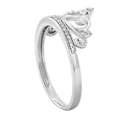 Sterling Silver 1 10 Carat T.W. Diamond Crown Ring