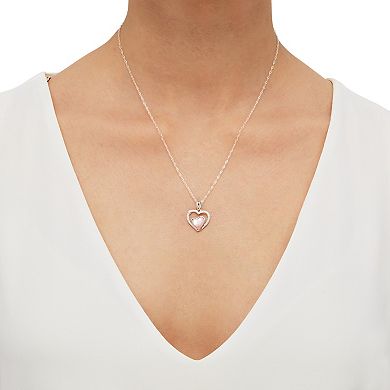 Sterling Silver Mother-of-Pearl & Cubic Zirconia Heart Pendant Necklace & Stud Earrings Set