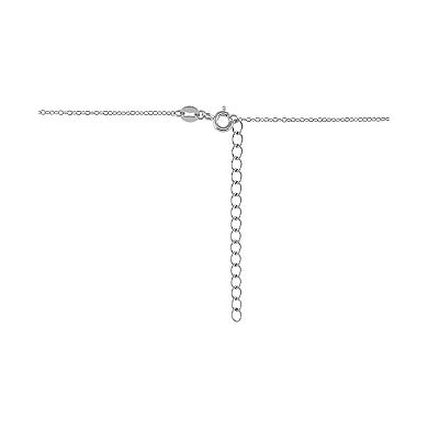 Sterling Silver Lab-Created Sapphire & Cubic Zirconia MAMA Bar Necklace