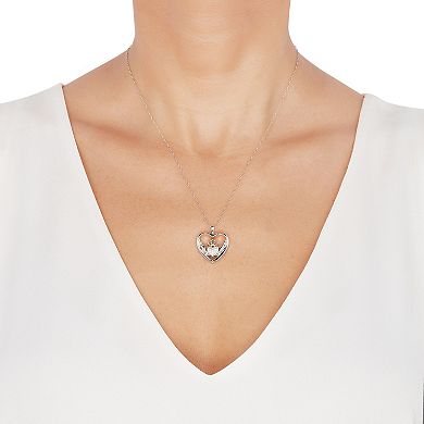 Two-Tone 1/10 Carat T.W. Diamond Claddagh Heart Pendant Necklace
