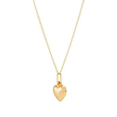 14k Gold Curb Chain Heart Pendant Necklace