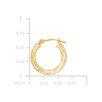14k Gold Diamond Cut Tube Hoop Earrings
