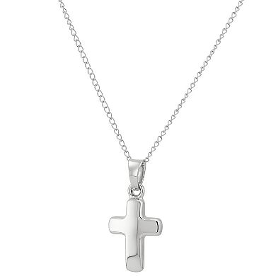 14k White Gold Curb Chain Tiny Cross Pendant Necklace