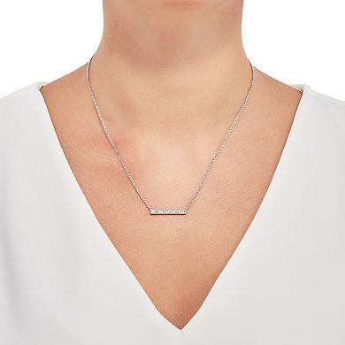 Sterling Silver Diamond Accent Rolo Chain Bar Necklace