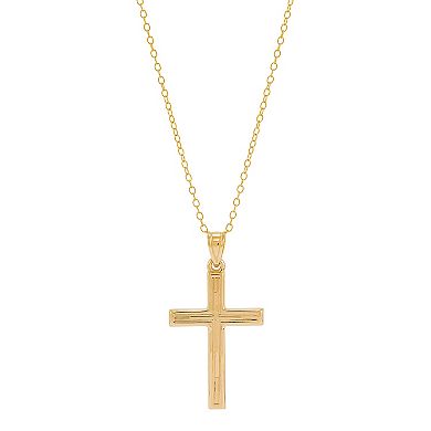 10k Gold Filled Cable Chain Textured Cross Pendant Necklace