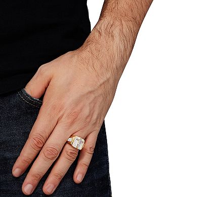 Men's Two-Tone Crystal Crucifix Ring