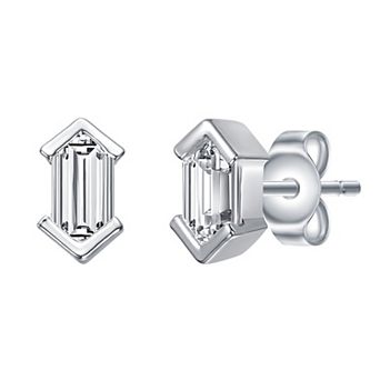 Cubic Zirconia Baguette Geometric Stud Earrings