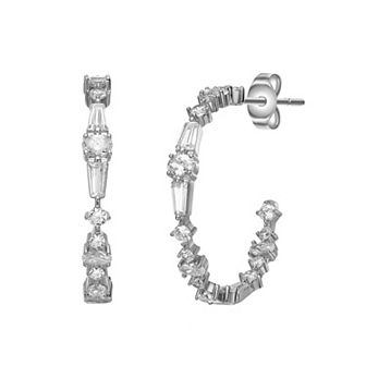 Cubic Zirconia 3/4 C-Hoop Earrings